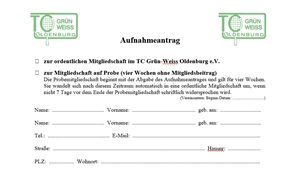 Aufnahmeantrag